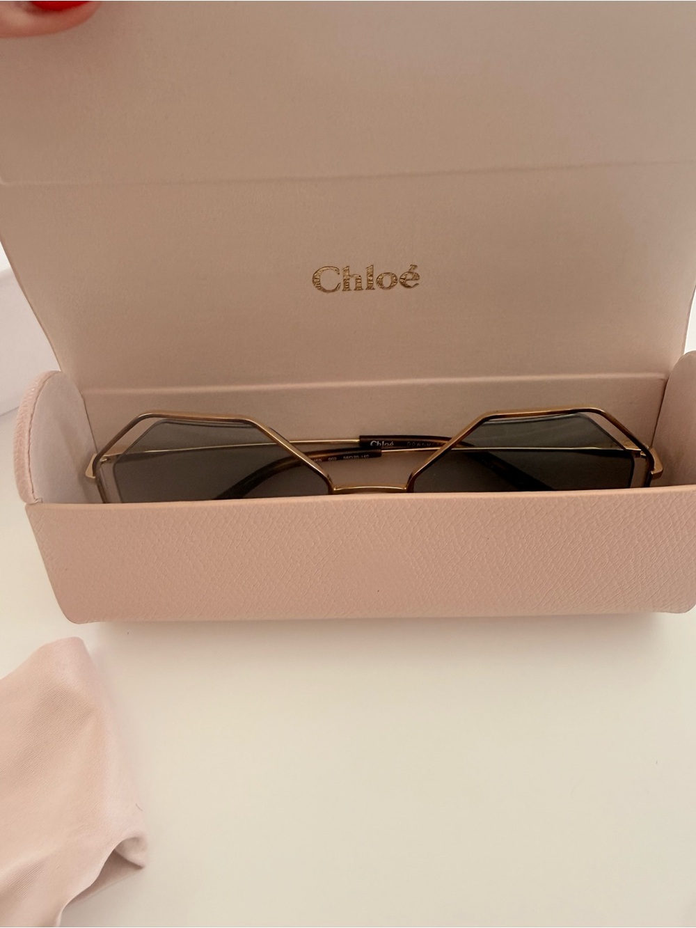 Chloe Octagon Geometric Gold Gradient Sunglasses with Original Box & Case - Picture 7 of 16